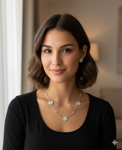 طقم اكسسوارات نسائي فضي