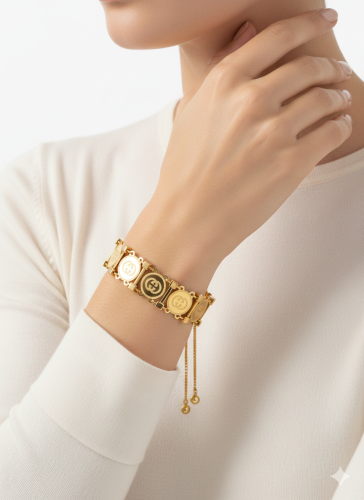 سوار يد نسائي ذهبي أنيق مناسب للمناسبات