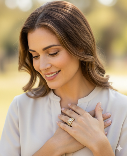 خاتم زركون فاخر مطلي ذهب بتصميم ملكي أنيق