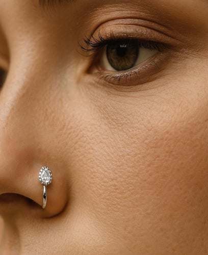 زمام أنف ستانلس ستيل بحجر كريستال – تصميم عصري للم...