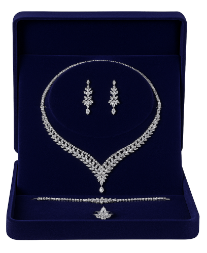 طقم مجوهرات كريستال فاخر بتصميم ملكي أنيق