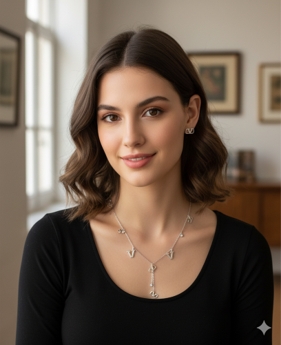 طقم فضي أنيق بتصميم حرفي فخم