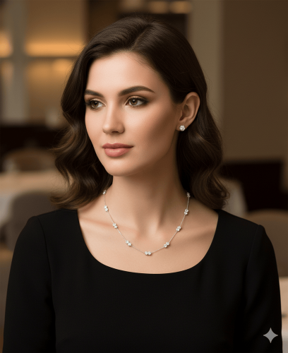 طقم فضي بتصميم راقٍ ولمسة فاخرة