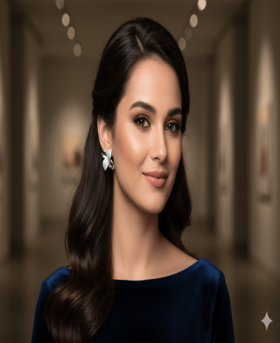 أقراط نسائية فضية بتصميم زهرة عصرية مرصعة بالكريست...