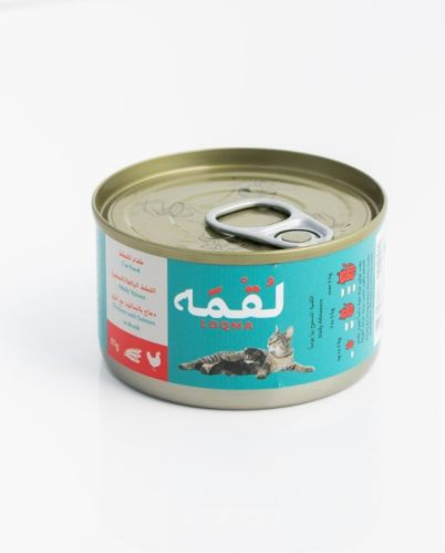 لقمة طعام رطب بالدجاج و السالمون في المرق 85 جرام