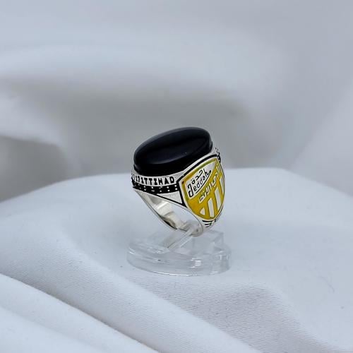 خاتم فضه على عقيق يمني طبيعي