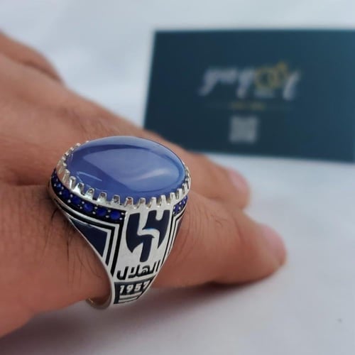 خاتم نادي الهلال مع عقيق يماني سماوي