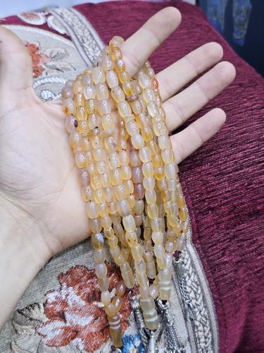 مسابح عقيق يمني عسلي فاتح