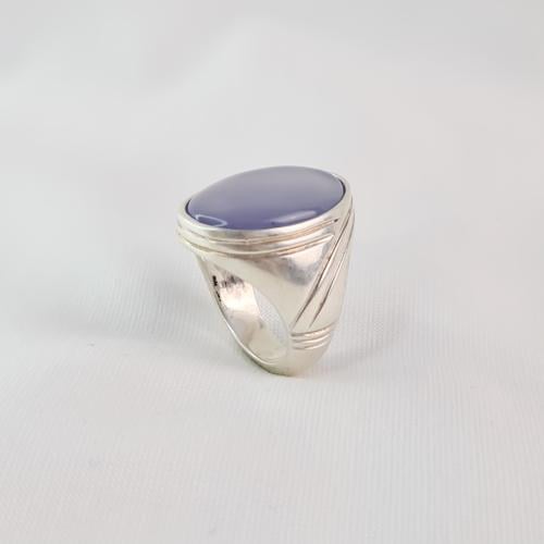 خاتم فضة رجالي حجر العقيق اليماني سماوي