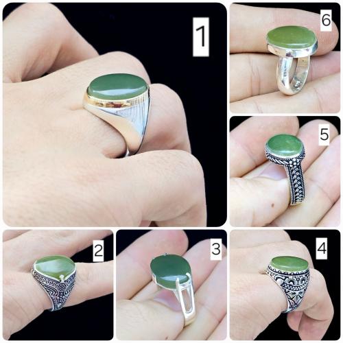 خواتم فضه مع عقيق أخضر يماني
