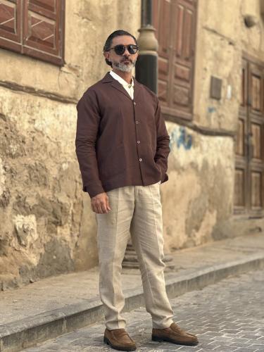 جاكت بنى كتان رجالى