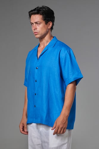 قميص اوشن بلو لينن