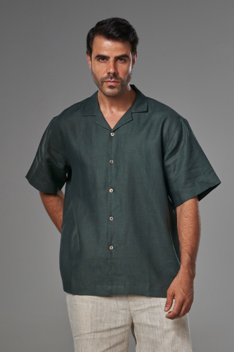 قميص زيتي نص كم