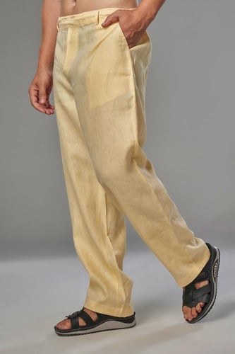 بنطلون اصفر كتان نسائي