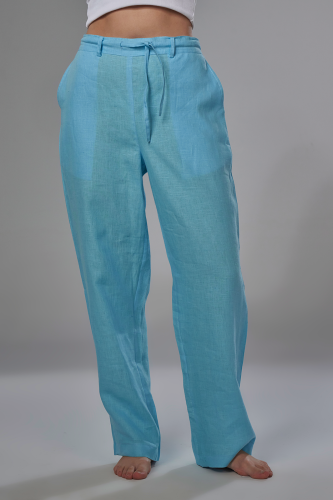 بنطلون كتان نسائي تركوازي