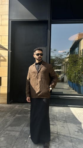 جاكيت بني رجالي 100% كتان