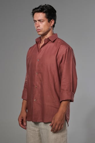 قميص نحاسي رجالي كتان