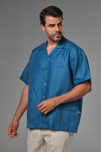 قميص ازرق كلاسيكي نص كم