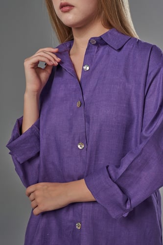 قميص بنفسجي غامق نسائي كتان