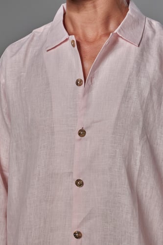 قميص كتان رجالي بينك - Pink shirt
