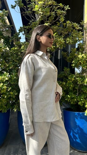 قميص بيج نسائي كتان