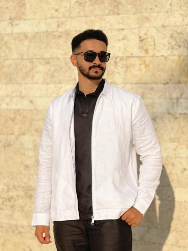 جاكيت ابيض كتان رجالي - Whit Linen Jacket