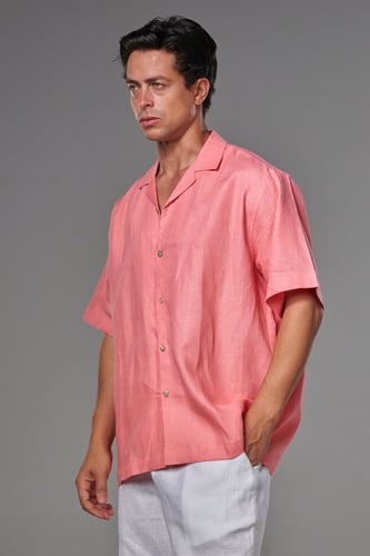 قميص خوخي نص كم