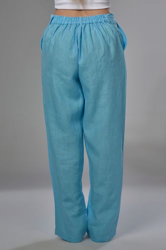 بنطلون كتان نسائي تركوازي