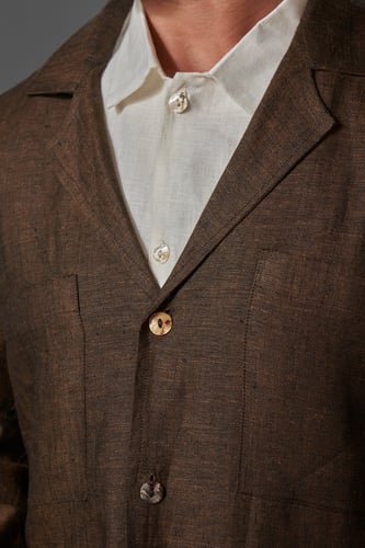 جاكيت بني رجالي 100% كتان