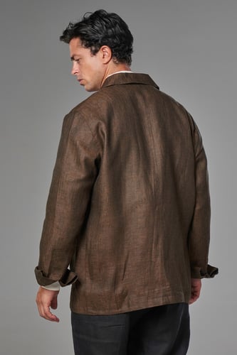 جاكيت بني رجالي 100% كتان