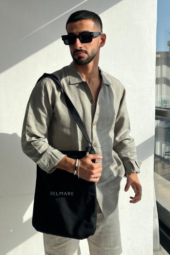 قميص رجالي كتان رصاصي - Gray shirt