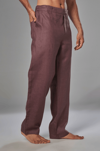 بنطلون كستنائي كتان