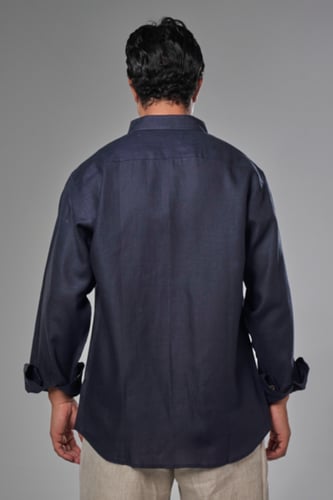 قميص كتان كحلي