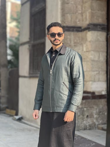 جاكيت زيتي رجالي كتان - Olive Linen Jacket