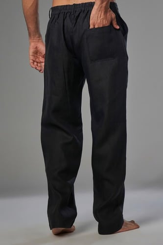 بنطلون كتان اسود رجالي - Black Linen Pants