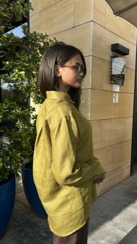 قميص زيتوني نسائي كتان