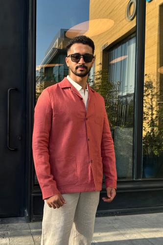 جاكيت كتان رجالي مرجاني للشتاء من delmare