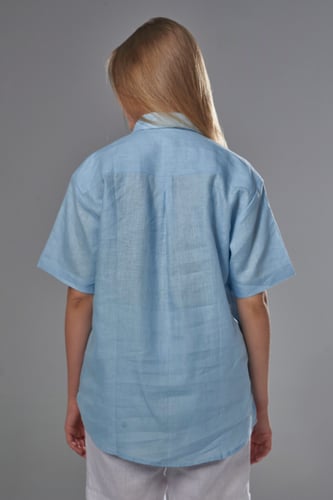 قميص سماوي نص كم