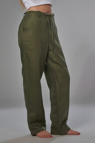 بنطلون زيتي نسائي كتان لينين