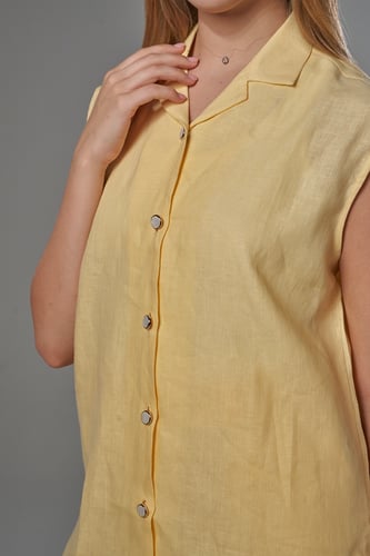 كات أصفر كتان نسائي