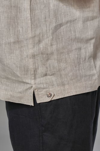 بولو كم طويل رجالي بيج كتان