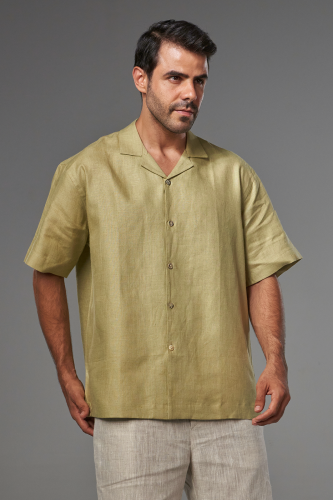 قميص كاكي زيتي نص كم