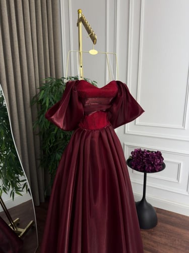 فستان سهره الصدر كلفه تطريز جازار دبل كلوش المقاسا...