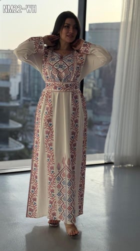 فستان كريب فلسطيني ... تطريز كامل امام ظهر مع الما...