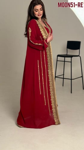 قفطان مغربي .قطعتين تطريز كامل مع مرايا ( صناعه سو...