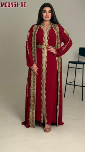 قفطان مغربي .قطعتين تطريز كامل مع مرايا ( صناعه سو...