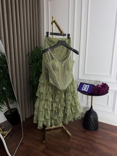 طقم سهره تطريز لول زركون دانتيل كلوش طبقات المقاسا...