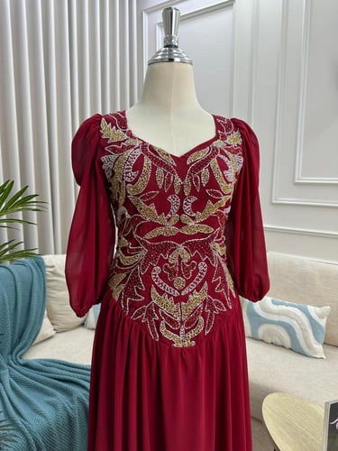 فستان سهره الخامه جورجيت +تطريز يدوي راقي المقاسات...