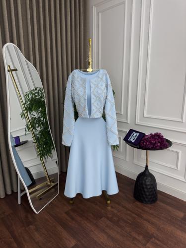 فستان ناعم طبي تطريز لول زركون المقاسات بالرقم 1-2...