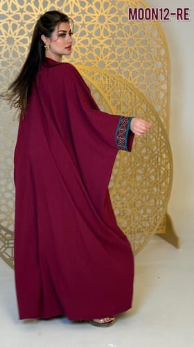 جلابيه فراشة كريب .. تطريز كامل امام مع الماس ( صن...